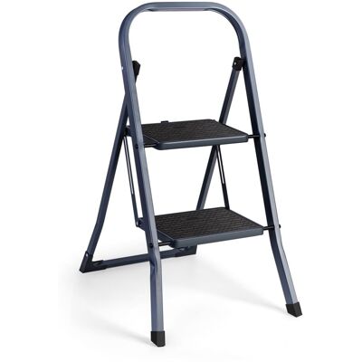 VonHaus 150KG Max Capacity Folding 2 Step Ladder in Grey Grey VonHaus 150KG Max Capacity Folding 2 Step Ladder in Grey Grey