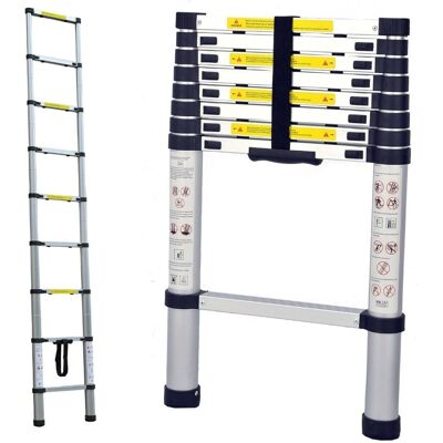 Alivio 2.6m Telescopic Ladder Extendable Collapsible Heavy Duty 150kg in Silver Size: 3.8m Silver 3.8m Alivio 2.6m Telescopic Ladder Extendable Collapsible Heavy Duty 150kg in Silver Size: 3.8m Silver 3.8m