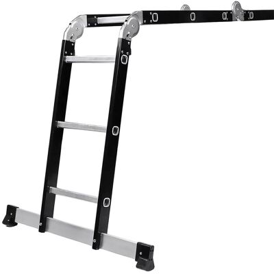 VOGREX Heavy Duty Aluminium Combination Step Ladder Foldable Multi-Purpose in Black Black VOGREX Heavy Duty Aluminium Combination Step Ladder Foldable Multi-Purpose in Black Black