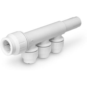 John Guest 22mm x 15mm 3 Port Manifold With Stem PEM582215BW in White White John Guest 22mm x 15mm 3 Port Manifold With Stem PEM582215BW in White White