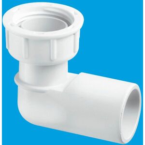 McAlpine R8A 3/4" 90° Female Overflow Coupling with loose nut in White White McAlpine R8A 3/4" 90° Female Overflow Coupling with loose nut in White White