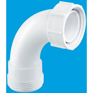 McAlpine T1 1.5" 90° Bend - BSP Male Thread x BSP Coupling Nut in White White McAlpine T1 1.5" 90° Bend - BSP Male Thread x BSP Coupling Nut in White White