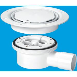 McAlpine VSG52WH Two-Piece Valve Shower Gully, White Plastic Clamp Ring & Cover Plate, 1.5" Horizontal Outlet White McAlpine VSG52WH Two-Piece Valve Shower Gully, White Plastic Clamp Ring & Cover Plate, 1.5" Horizontal Outlet White