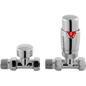 Balterley Lucia Luxury Straight Thermostatic Radiator Valves (Pairs) - Chrome in Silver Silver Balterley Lucia Luxury Straight Thermostatic Radiator Valves (Pairs) - Chrome in Silver Silver