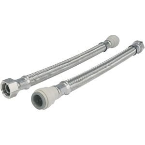 John Guest Braided Hose FLX16 300mm - 15mm X 3/4 (Pack of 10) in Silver Silver John Guest Braided Hose FLX16 300mm - 15mm X 3/4 (Pack of 10) in Silver Silver