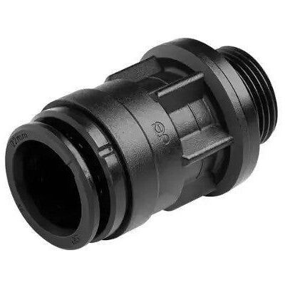 John Guest Acetal Straight Adaptor - 15mm x 1/2 BSP in Black Black John Guest Acetal Straight Adaptor - 15mm x 1/2 BSP in Black Black