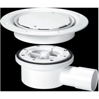 McAlpine VSG52WH Two-Piece Valve Shower Gully, White Plastic Clamp Ring & White McAlpine VSG52WH Two-Piece Valve Shower Gully, White Plastic Clamp Ring & White