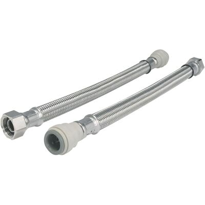 John Guest Braided Hose FLX16 300mm - 15mm X 3/4 (Pack of 10) in Silver Silver John Guest Braided Hose FLX16 300mm - 15mm X 3/4 (Pack of 10) in Silver Silver