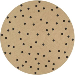 Berkfield Home Handmade Rug Jute with Print Polka Dot 90 cm in Black Size: 100 cm diameter Black 100 cm diameter Berkfield Home Handmade Rug Jute with Print Polka Dot 90 cm in Black Size: 100 cm diameter Black 100 cm diameter