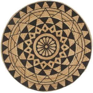 Berkfield Home Handmade Rug Jute with Black Print 150 cm Size: 100 cm diameter Black 100 cm diameter Berkfield Home Handmade Rug Jute with Black Print 150 cm Size: 100 cm diameter Black 100 cm diameter