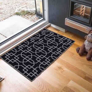 Desire Rugs Anti-Slip Cubed Trellis Design Doormat - Machine Washable for Easy Care in Black Size: 80 cm x 150 cm Black 80 cm x 150 cm Desire Rugs Anti-Slip Cubed Trellis Design Doormat - Machine Washable for Easy Care in Black Size: 80 cm x 150 cm Black 80 cm x 150 cm