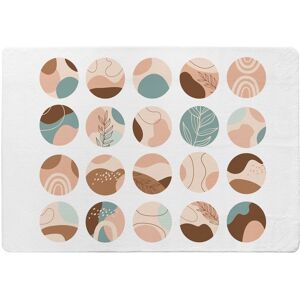 Benjamin Tate Design Round Texture & Floral Icons In Pastel Colours Designer Rug in Natural Size: Large Natural Large Benjamin Tate Design Round Texture & Floral Icons In Pastel Colours Designer Rug in Natural Size: Large Natural Large