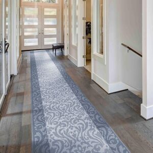 runrug Light Long Hallway Carpet Runner - Baroque, Grey in Light Grey Size: 70 cm x 180 cm Light Grey 70 cm x 180 cm runrug Light Long Hallway Carpet Runner - Baroque, Grey in Light Grey Size: 70 cm x 180 cm Light Grey 70 cm x 180 cm