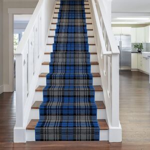 runrug Blue Tartan Stair Carpet Runner Size: 70 cm x 630 cm Blue 70 cm x 630 cm runrug Blue Tartan Stair Carpet Runner Size: 70 cm x 630 cm Blue 70 cm x 630 cm