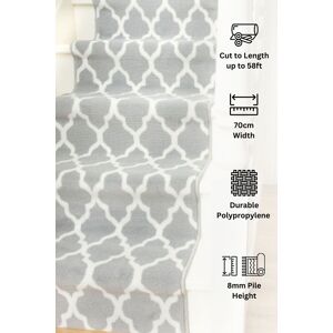 Kukoon Grey Trellis Cut to Measure Stair Carpet Runner Rug 70cm Wide Size: 70 cm x 870 cm Grey 70 cm x 870 cm Kukoon Grey Trellis Cut to Measure Stair Carpet Runner Rug 70cm Wide Size: 70 cm x 870 cm Grey 70 cm x 870 cm
