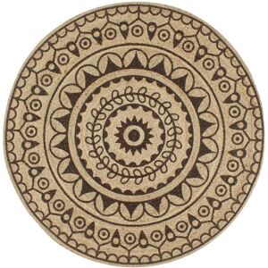 Berkfield Home Handmade Rug Jute with Dark Brown Print 150 cm Size: Medium Brown Medium Berkfield Home Handmade Rug Jute with Dark Brown Print 150 cm Size: Medium Brown Medium