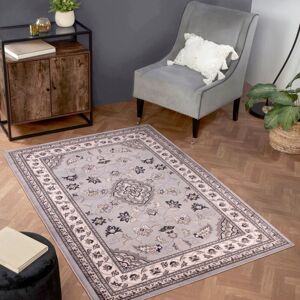 The Rug Shop UK Grey Border Floral Traditional Polypropylene Easy To Clean Rug Size: 80 cm x 150 cm Grey 80 cm x 150 cm The Rug Shop UK Grey Border Floral Traditional Polypropylene Easy To Clean Rug Size: 80 cm x 150 cm Grey 80 cm x 150 cm