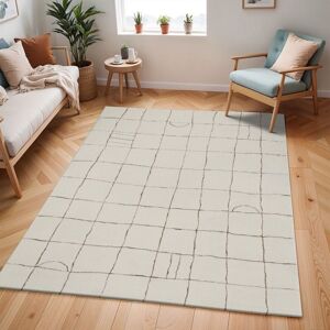 The Rug Shop UK Ivory Modern Rug, Chequered Anti-Slip Easy to Clean Rug Size: 160 cm x 210 cm Ivory 160 cm x 210 cm The Rug Shop UK Ivory Modern Rug, Chequered Anti-Slip Easy to Clean Rug Size: 160 cm x 210 cm Ivory 160 cm x 210 cm