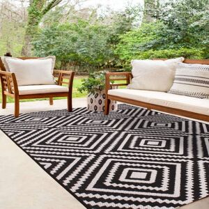 The Rug Shop UK Black Modern Outdoor Easy to clean Machine Made Geometric Area Rug Size: 100 cm x 150 cm Black 100 cm x 150 cm The Rug Shop UK Black Modern Outdoor Easy to clean Machine Made Geometric Area Rug Size: 100 cm x 150 cm Black 100 cm x 150 cm