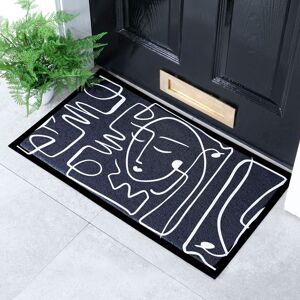Artsy Mats Face Lines Abstract Indoor & Outdoor Doormat - 70x40cm in Black Size: 40 cm x 70 cm Black 40 cm x 70 cm Artsy Mats Face Lines Abstract Indoor & Outdoor Doormat - 70x40cm in Black Size: 40 cm x 70 cm Black 40 cm x 70 cm