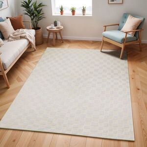 The Rug Shop UK Ivory Modern Chequered Anti Slip Stain Resistant Easy to Clean Rug Size: 200 cm x 275 cm Ivory 200 cm x 275 cm The Rug Shop UK Ivory Modern Chequered Anti Slip Stain Resistant Easy to Clean Rug Size: 200 cm x 275 cm Ivory 200 cm x 275 cm