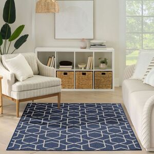 The Rug Shop UK Blue Modern Abstract Polyester Easy To Clean Navy Area Rug Size: 150 cm x 210 cm Blue 150 cm x 210 cm The Rug Shop UK Blue Modern Abstract Polyester Easy To Clean Navy Area Rug Size: 150 cm x 210 cm Blue 150 cm x 210 cm