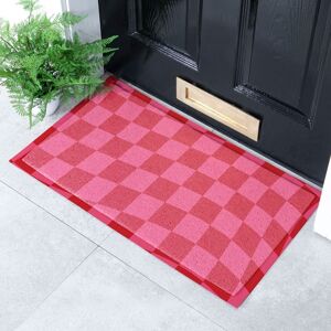 Artsy Mats Fuchsia Wavy Checkerboard Indoor & Outdoor Doormat - 70x40cm in Red Size: 40 cm x 70 cm Red 40 cm x 70 cm Artsy Mats Fuchsia Wavy Checkerboard Indoor & Outdoor Doormat - 70x40cm in Red Size: 40 cm x 70 cm Red 40 cm x 70 cm