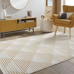The Rug Shop UK Yellow Modern Geometric Striped Outdoor Easy To Clean Area Rug Size: 160 cm x 220 cm Yellow 160 cm x 220 cm The Rug Shop UK Yellow Modern Geometric Striped Outdoor Easy To Clean Area Rug Size: 160 cm x 220 cm Yellow 160 cm x 220 cm