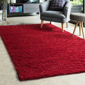 The Rug Shop UK Red Modern Shaggy Plain Polypropylene Easy To Clean Area Rug Size: 140 cm x 200 cm Red 140 cm x 200 cm The Rug Shop UK Red Modern Shaggy Plain Polypropylene Easy To Clean Area Rug Size: 140 cm x 200 cm Red 140 cm x 200 cm
