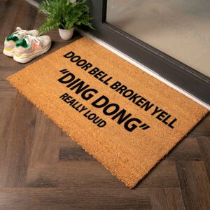Artsy Mats Bell Broken Yell Ding Dong Country Size Coir Doormat in Grey Size: 60 cm x 90 cm Grey 60 cm x 90 cm Artsy Mats Bell Broken Yell Ding Dong Country Size Coir Doormat in Grey Size: 60 cm x 90 cm Grey 60 cm x 90 cm
