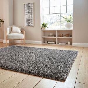The Rug Shop UK Modern Plain Shaggy Easy To Clean Stain-Resistant Area Rug in Silver Size: 120 cm x 170 cm Silver 120 cm x 170 cm The Rug Shop UK Modern Plain Shaggy Easy To Clean Stain-Resistant Area Rug in Silver Size: 120 cm x 170 cm Silver 120 cm x 170 cm