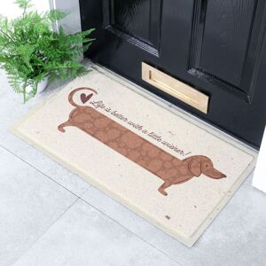 Artsy Mats Wiener Sausage Dog Indoor & Outdoor Doormat - 70x40cm in Beige Size: 40 cm x 70 cm Beige 40 cm x 70 cm Artsy Mats Wiener Sausage Dog Indoor & Outdoor Doormat - 70x40cm in Beige Size: 40 cm x 70 cm Beige 40 cm x 70 cm