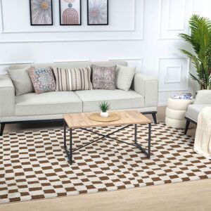 The Rug Shop UK Brown Ivory Modern Rug, Chequered Anti Slip Easy to Clean Rug Size: 140 cm x 200 cm Brown 140 cm x 200 cm The Rug Shop UK Brown Ivory Modern Rug, Chequered Anti Slip Easy to Clean Rug Size: 140 cm x 200 cm Brown 140 cm x 200 cm