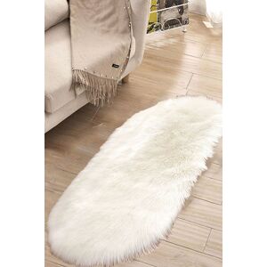 Living and Home 180 x 100cm Oval Super Soft Shaggy Area Rug in White Size: 100 cm x 180 cm White 100 cm x 180 cm Living and Home 180 x 100cm Oval Super Soft Shaggy Area Rug in White Size: 100 cm x 180 cm White 100 cm x 180 cm