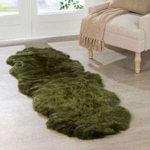 Native Natural Double Olive Green Sheepskin Rug Size: 60 cm x 240 cm Green 60 cm x 240 cm Native Natural Double Olive Green Sheepskin Rug Size: 60 cm x 240 cm Green 60 cm x 240 cm