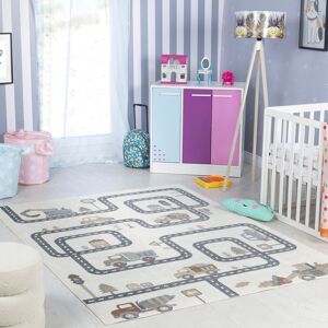 Beige Round Childrens Carpet - VROOMVILLE - Indoor Beige Round Childrens Carpet - VROOMVILLE - Indoor