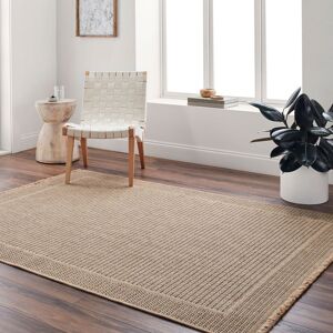 Livabliss Mirage-Cottage Tan Black Fringe Jute-Look In- & Outdoor Rug in Beige Size: 200 cm x 275 cm Beige 200 cm x 275 cm Livabliss Mirage-Cottage Tan Black Fringe Jute-Look In- & Outdoor Rug in Beige Size: 200 cm x 275 cm Beige 200 cm x 275 cm