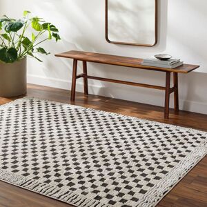 Livabliss Freud-Modern Ivory Black Brown High Pile Checkered Living Dining Rug Size: 200 cm x 275 cm Black 200 cm x 275 cm Livabliss Freud-Modern Ivory Black Brown High Pile Checkered Living Dining Rug Size: 200 cm x 275 cm Black 200 cm x 275 cm