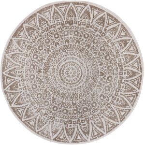 THE RUGS Lilja Vintage Round Rug Indoor Outdoor Reversible Durable Easy Care in Natural Size: 200 cm diameter Natural 200 cm diameter THE RUGS Lilja Vintage Round Rug Indoor Outdoor Reversible Durable Easy Care in Natural Size: 200 cm diameter Natural 200 cm diameter