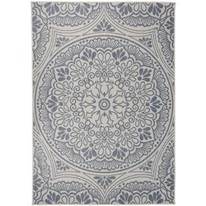 Berkfield Home Outdoor Flatweave Rug 140x200 cm Blue Pattern Size: 100 cm diameter Blue 100 cm diameter Berkfield Home Outdoor Flatweave Rug 140x200 cm Blue Pattern Size: 100 cm diameter Blue 100 cm diameter