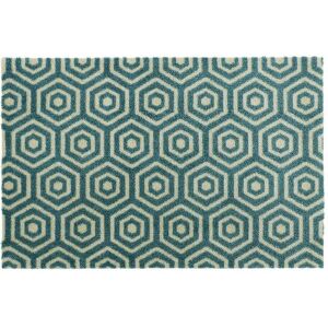 JVL Mega Machine Washable Doormat 50 x 75 cm Geo Hex in Teal Size: 50 cm x 75 cm Teal 50 cm x 75 cm JVL Mega Machine Washable Doormat 50 x 75 cm Geo Hex in Teal Size: 50 cm x 75 cm Teal 50 cm x 75 cm