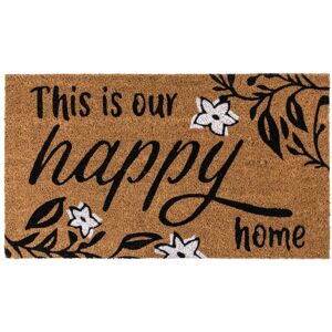 JVL Eco-Friendly Latex Backed Coir Entrance Doormat, 40x70cm - Our Happy Home in Brown Size: 40 cm x 70 cm Brown 40 cm x 70 cm JVL Eco-Friendly Latex Backed Coir Entrance Doormat, 40x70cm - Our Happy Home in Brown Size: 40 cm x 70 cm Brown 40 cm x 70 cm