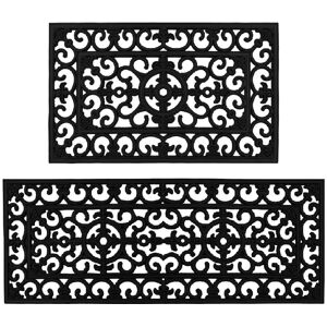JVL Lexi Wrought Iron Effect Rubber Door Mat & Patio Mat Set in Black Size: 45 cm x 120 cm Black 45 cm x 120 cm JVL Lexi Wrought Iron Effect Rubber Door Mat & Patio Mat Set in Black Size: 45 cm x 120 cm Black 45 cm x 120 cm