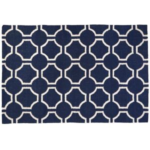 Orsina Grey White & Green Rug, Modern Hand Woven Flatweave Rug with Geometric Oval Pattern, Durable Cotton in Blue Size: 120 cm x 180 cm Blue 120 cm x 180 cm Orsina Grey White & Green Rug, Modern Hand Woven Flatweave Rug with Geometric Oval Pattern, Durable Cotton in Blue Size: 120 cm x 180 cm Blue 120 cm x 180 cm