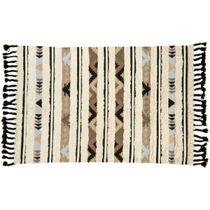 Orsina Large Tribal Rug in Black & Cream, Handcrafted Wool & Cotton Floor Rug, Tribal Pattern Area Rug in Cream Cream Large Orsina Large Tribal Rug in Black & Cream, Handcrafted Wool & Cotton Floor Rug, Tribal Pattern Area Rug in Cream Cream Large