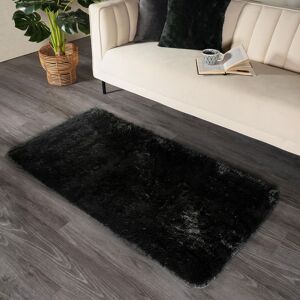 OHS Fluffy Rug Anti-Slip Plain Shaggy Floor Mat in Black Size: 80 cm x 150 cm Black 80 cm x 150 cm OHS Fluffy Rug Anti-Slip Plain Shaggy Floor Mat in Black Size: 80 cm x 150 cm Black 80 cm x 150 cm
