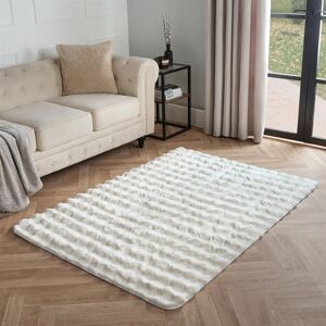 OHS Bubble Runner Rug Faux Fur Non Slip Living Room Soft Carpet Bedroom Modern Mat in Cream Size: 80 cm x 150 cm Cream 80 cm x 150 cm OHS Bubble Runner Rug Faux Fur Non Slip Living Room Soft Carpet Bedroom Modern Mat in Cream Size: 80 cm x 150 cm Cream 80 cm x 150 cm