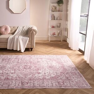 OHS Washable Rug Vintage Living Room Bedroom Decor Non Slip Runners Soft Carpet Mat in Pink Size: 80 cm x 150 cm Pink 80 cm x 150 cm OHS Washable Rug Vintage Living Room Bedroom Decor Non Slip Runners Soft Carpet Mat in Pink Size: 80 cm x 150 cm Pink 80 cm x 150 cm