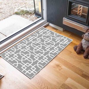 Desire Rugs Anti-Slip Cubed Trellis Design Doormat - Machine Washable for Easy Care in Grey Size: 50 cm x 80 cm Grey 50 cm x 80 cm Desire Rugs Anti-Slip Cubed Trellis Design Doormat - Machine Washable for Easy Care in Grey Size: 50 cm x 80 cm Grey 50 cm x 80 cm