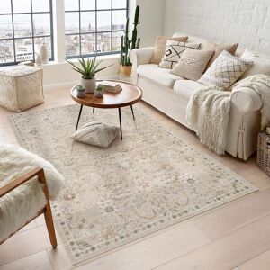Desire Rugs Maia Washable Floral Traditional Area Rug Non-Slip Living Room Hallway in Beige Size: 60 cm x 220 cm Beige 60 cm x 220 cm Desire Rugs Maia Washable Floral Traditional Area Rug Non-Slip Living Room Hallway in Beige Size: 60 cm x 220 cm Beige 60 cm x 220 cm